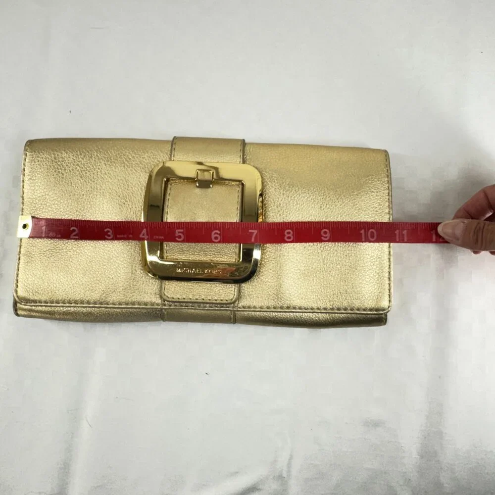 Michael Kors Gold Clutch Wallet Pebbled Leather - Picture 7 of 7